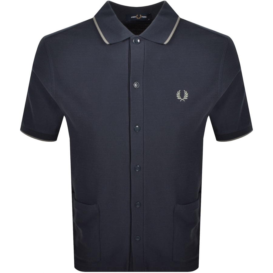 ◇FRED PERRY◇ Sharp paneled button through polo shirt Q20 A Fred Perry Button Through Polo Shirt Navy | Mainline
